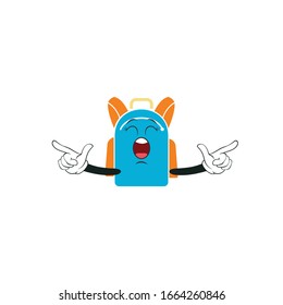 backpack cartoon characters design with expression. you can use for stickers, pins, mascot or patches