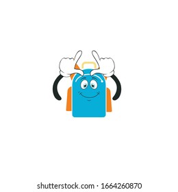 backpack cartoon characters design with expression. you can use for stickers, pins, mascot or patches