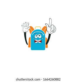 backpack cartoon characters design with expression. you can use for stickers, pins, mascot or patches