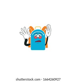 backpack cartoon characters design with expression. you can use for stickers, pins, mascot or patches