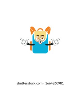 backpack cartoon characters design with expression. you can use for stickers, pins, mascot or patches