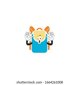 backpack cartoon characters design with expression. you can use for stickers, pins, mascot or patches