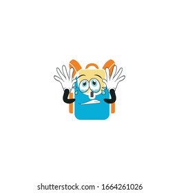 backpack cartoon characters design with expression. you can use for stickers, pins, mascot or patches