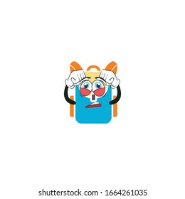 backpack cartoon characters design with expression. you can use for stickers, pins, mascot or patches