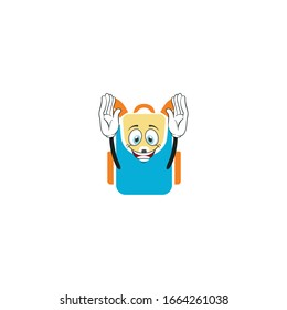 backpack cartoon characters design with expression. you can use for stickers, pins, mascot or patches