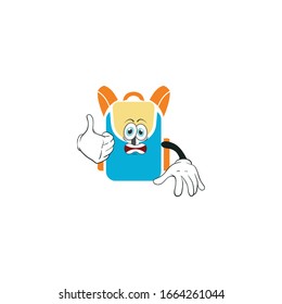 backpack cartoon characters design with expression. you can use for stickers, pins, mascot or patches