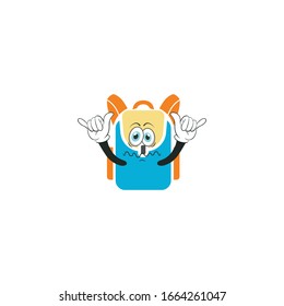 backpack cartoon characters design with expression. you can use for stickers, pins, mascot or patches