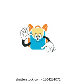 backpack cartoon characters design with expression. you can use for stickers, pins, mascot or patches