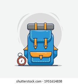 backpack climber with compass icon vector illustration