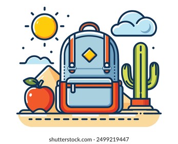 Backpack clip art vector illustration. childish school backpacks and schoolbags vector illustration. backpacks flat vector illustration. School bags.