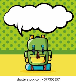 backpack color doodle, speech bubble