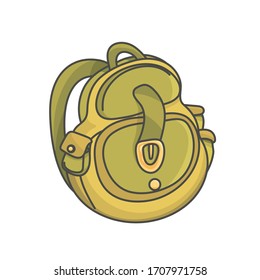 Mochila, colorida ilustración vectorial dibujada a mano, icono aislado del doodle sobre fondo blanco. Sticker de caricatura.