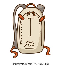 Backpack colorful icon in flat style. Hand drawn vector illustration isolated on a white background.
