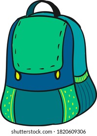 Rucksack bunt, Illustration, Vektorgrafik auf weißem Hintergrund