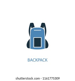 Backpack concept 2 colored icon. Simple blue element illustration. Backpack concept symbol design from Camping set. Can be used for web and mobile UI/UX