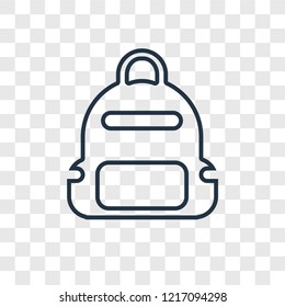 Backpack concept vector linear icon isolated on transparent background, Backpack concept transparency concept in outline style