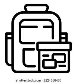 Backpack container icon outline vector. School meal. Food snack