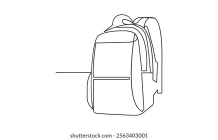 Backpack continuous one line simple drawing isolated on white background concept of travel
