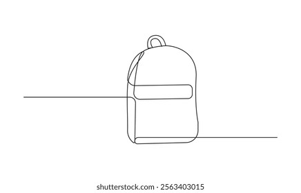 Backpack continuous one line simple drawing isolated on white background concept of travel