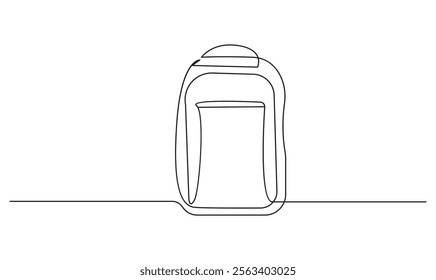 Backpack continuous one line simple drawing isolated on white background concept of travel