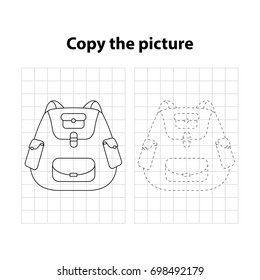 BACKPACK -  copy the picture, game for children , worksheet for preschool kids