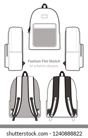 Backpack design illustration flat sketches template