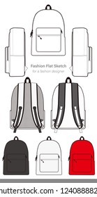 Backpack design illustration flat sketches template