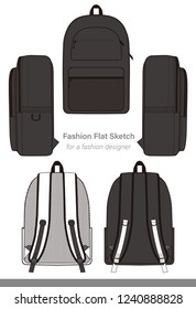 Backpack design illustration flat sketches template