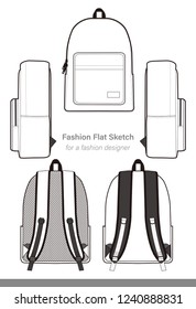 Backpack design illustration flat sketches template