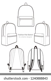 Backpack Design Illustration Flat Sketches Template