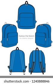 Backpack design illustration flat sketches template
