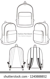 Backpack design illustration flat sketches template