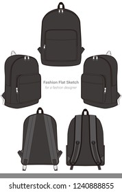 Backpack Design Illustration Flat Sketches Template