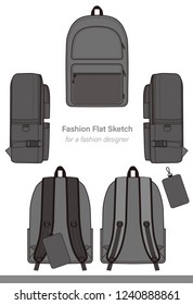 Backpack Design Illustration Flat Sketches Template