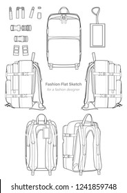 Backpack design illustration flat sketches template