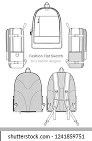 Backpack Design Illustration Flat Sketches Template