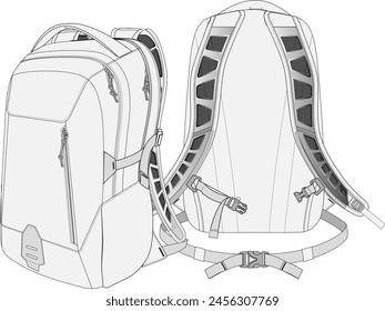 Mochila Diseño Plantilla Vector Performance Bag	 Ilustración 