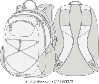 Mochila Diseño Ilustración vectorial Plantilla Bolsa de rendimiento