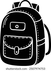 Backpack doodle hand-drawn vector icon
