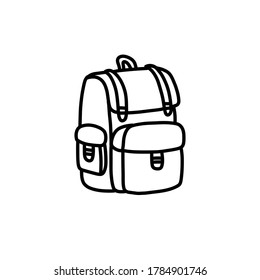 backpack doodle icon, vector illustration