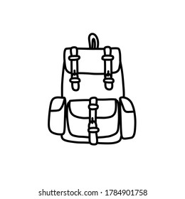 backpack doodle icon, vector illustration