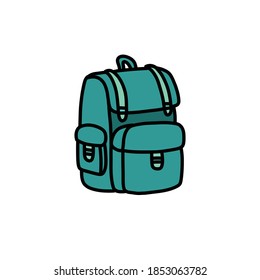 icono del doodle de la mochila, ilustración del vector