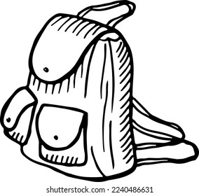 Backpack doodle. School bag drawing. Hand drawn icon