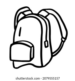 Backpack in doodle style. Isolated vector.