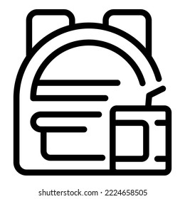 Backpack Drink Icon Outline Vector. School Meal. Food Container