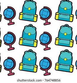 backpack with earth map school supplies icon image 