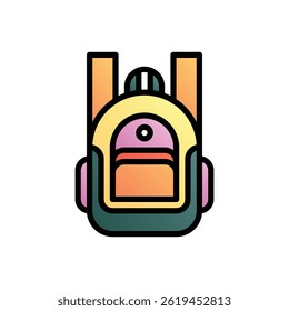 Backpack. Editable vector icon, coloured with outlined stroke.