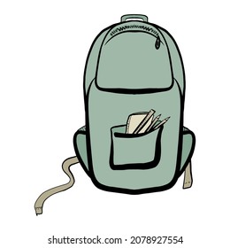mochila. educación. preparación para la escuela. Portátiles, libros de texto, estuche de lápiz, lapiceros, lápices. Breve maleta. una bolsa.