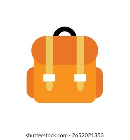 Backpack emoji satchel. Back to school flat illustration Kids school bag template. Travel and luggage. Vector illustration. . 