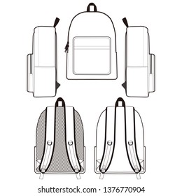 BACKPACK fashion flat sketch template